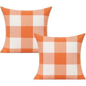 26x26 Inch Set of 2 Farmhouse Buffalo Check Plaids Throw Pillow Covers orange